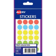 Avery Multi Colour 16mm Circle Labels Pkt 120