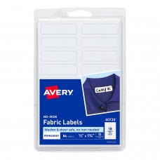 Avery Fabric Labels A6 No Iron White Pack 54